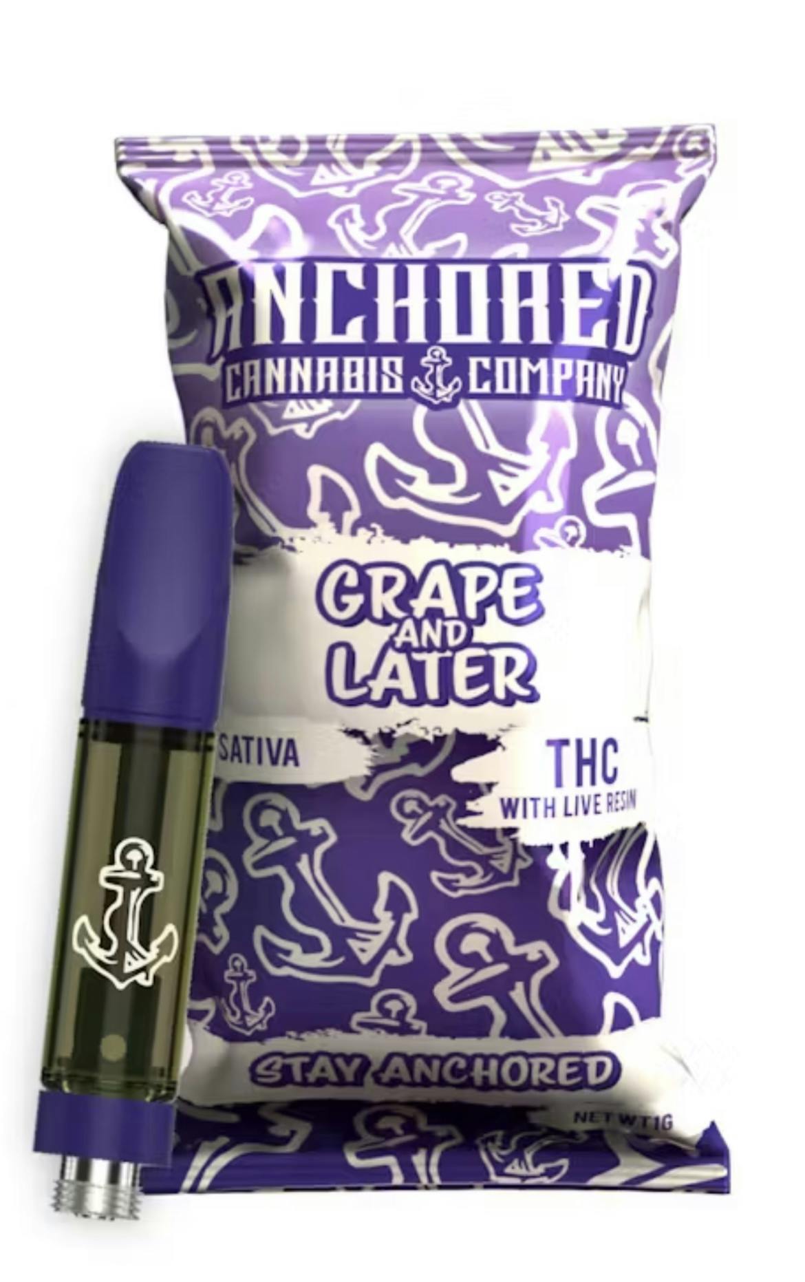 Grape & Later Live Resin Cartridge 1g By Anchored (Taxes Included, OTD Pricing)
