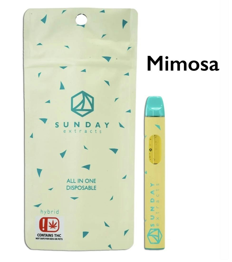 Mimosa Disposable Cartridge 2g By Sunday Extracts (Taxes Included, OTD Pricing)