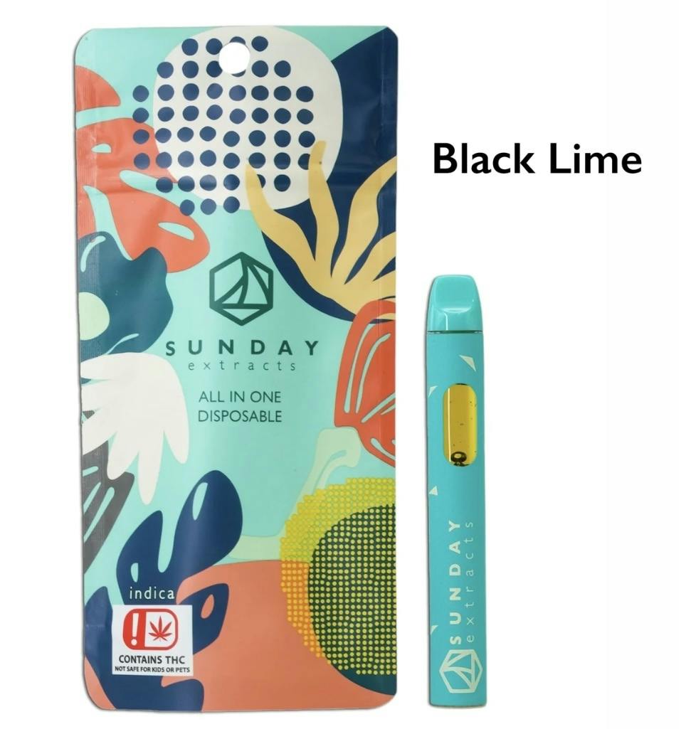 Black Lime Disposable Cartridge 2g By Sunday Extracts (Taxes Included, OTD Pricing)