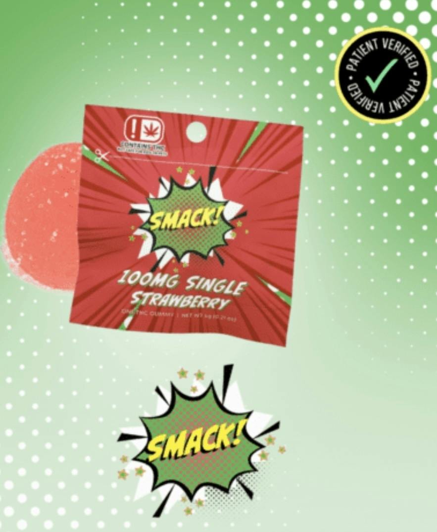 Strawberry Single Gummy 100mg By Smack! (Taxes Included, OTD Pricing)