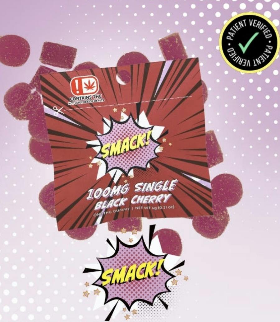 Black Cherry Single Gummy 100mg By Smack! (Taxes Included, OTD Pricing)