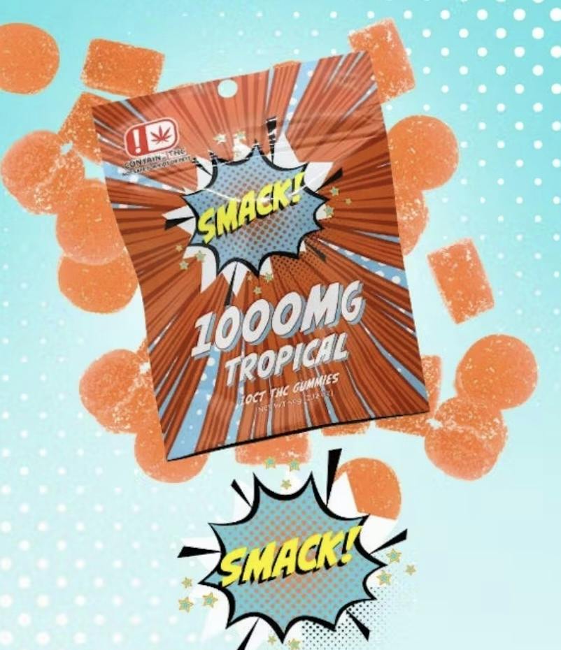Tropical Flavored Gummies 1000mg By Smack! (Taxes Included, OTD Pricing)