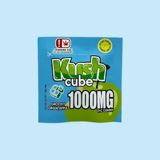 Groovy Green Apple 1000mg Single Gummy By Kush Cube (Taxes Included, OTD Pricing)