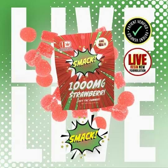 Strawberry Live Resin Gummies 1000mg By Smack (Taxes Included, OTD Pricing)
