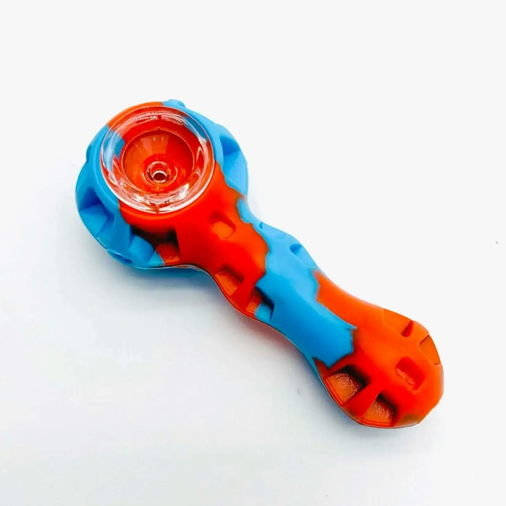 Misc. - 4" Silicone Hand Pipe with Glass Bowl & Dabber