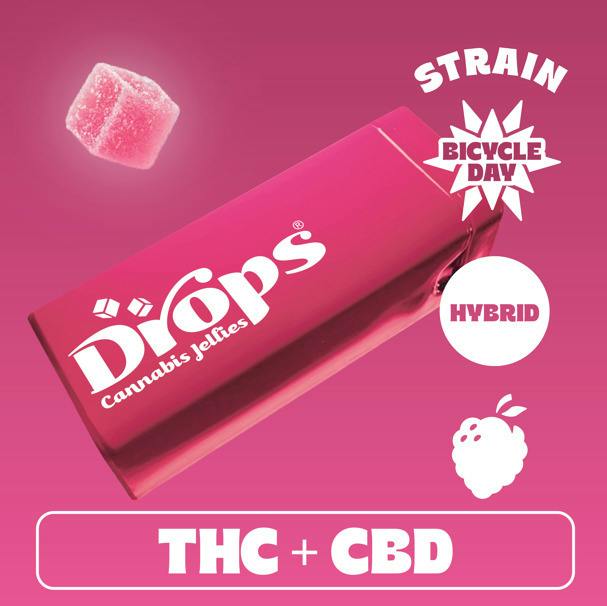 DROPS - EDIBLE GUMMY - 100MG - 20 PACK - HYBRID - RASPBERRY THC/CBD