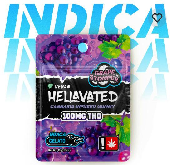 HELLAVATED - EDIBLE GUMMY - 100MG - INDICA - GRAPE STOMPER