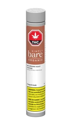 3PK - BC Organic Velvet Octane Pre-Rolls by Simply Bare (INDICA)