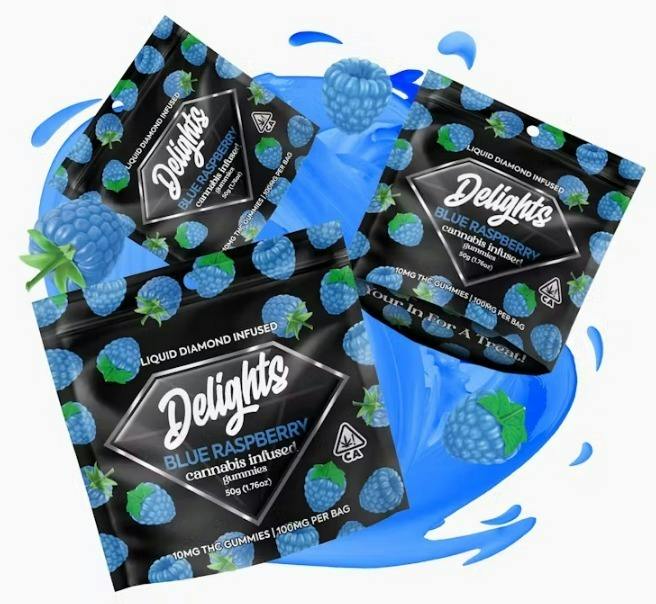 Delights Fast Acting Gummies 100mg Blue Raspberry