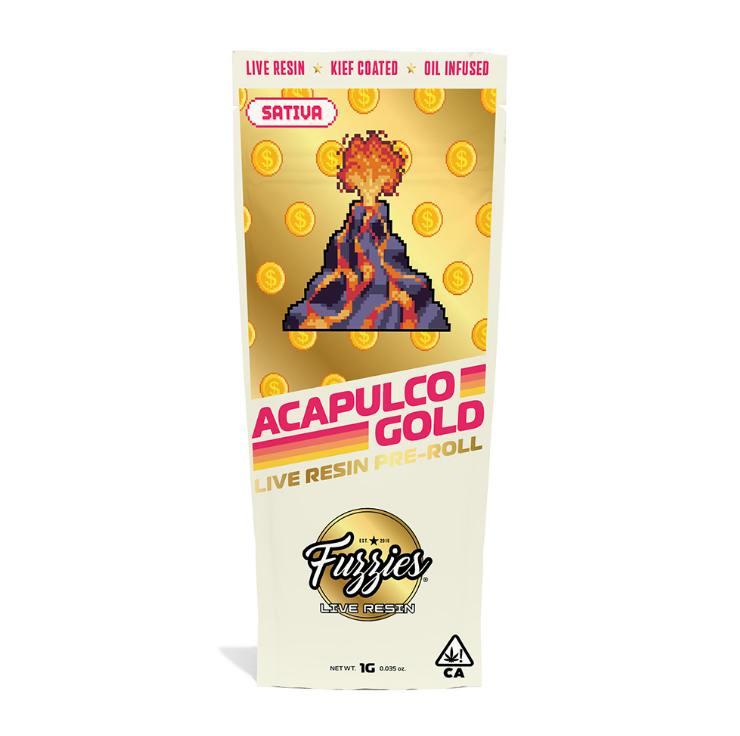 Fuzzies 1g Live Resin Infused Preroll Acapulco Gold