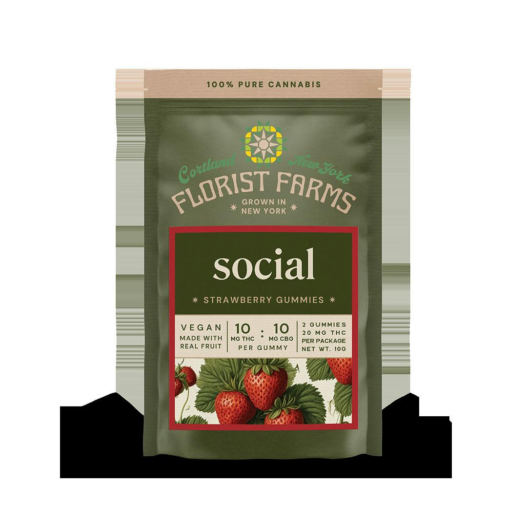 Florist Farms - SOCIAL ( + CBG ) Strawberry Gummy - 2pk