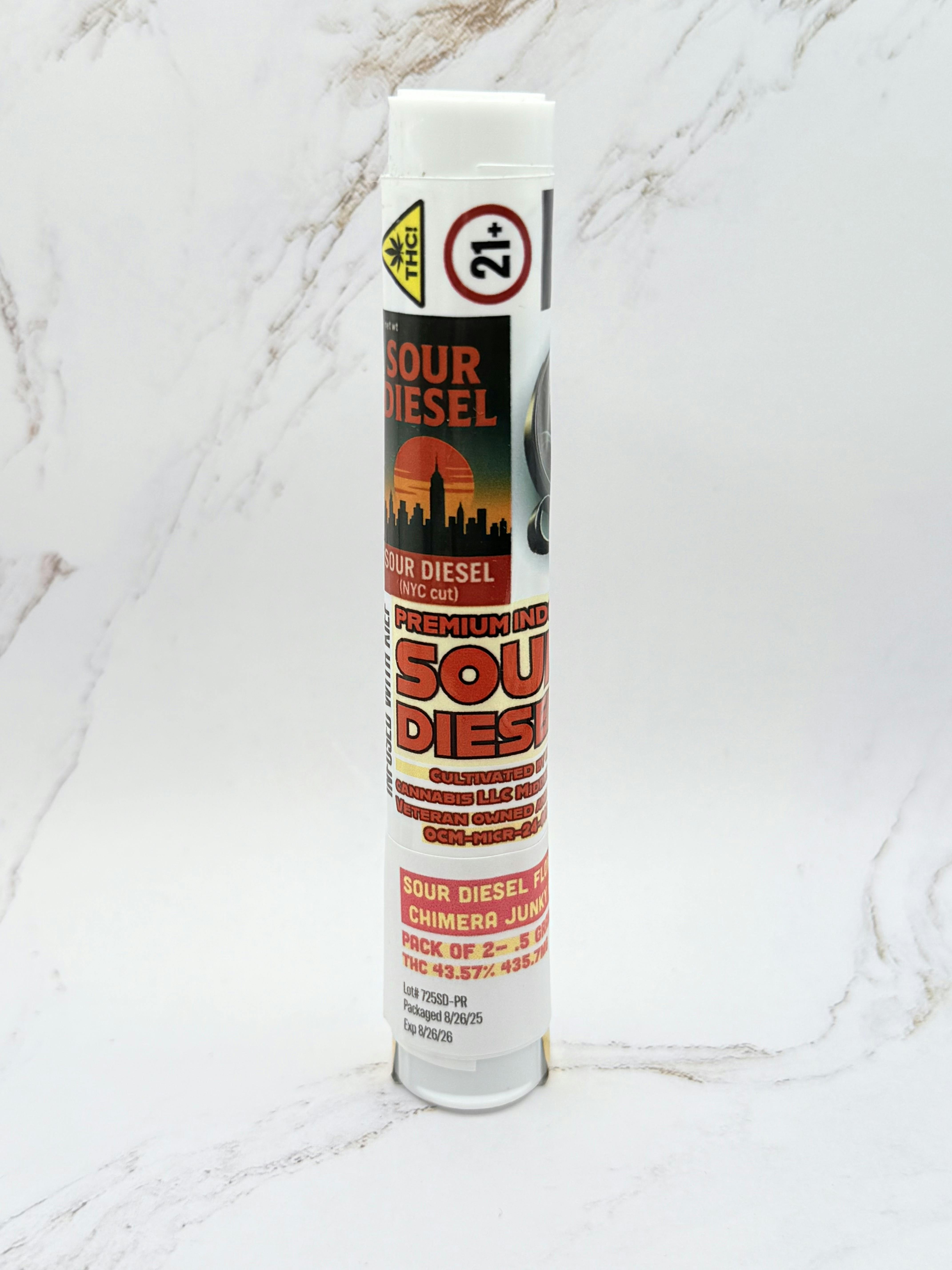 Oasis Cannabis - Sour Diesel w. Chimera Junkie Kief - 2 x 0.5g PreRolls