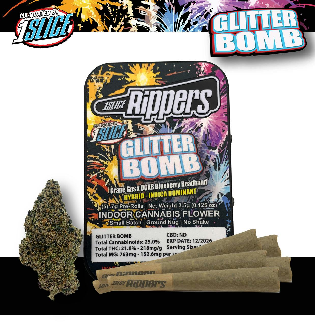 1 Slice - Glitter Bomb - 7x 0.5g Prerolls