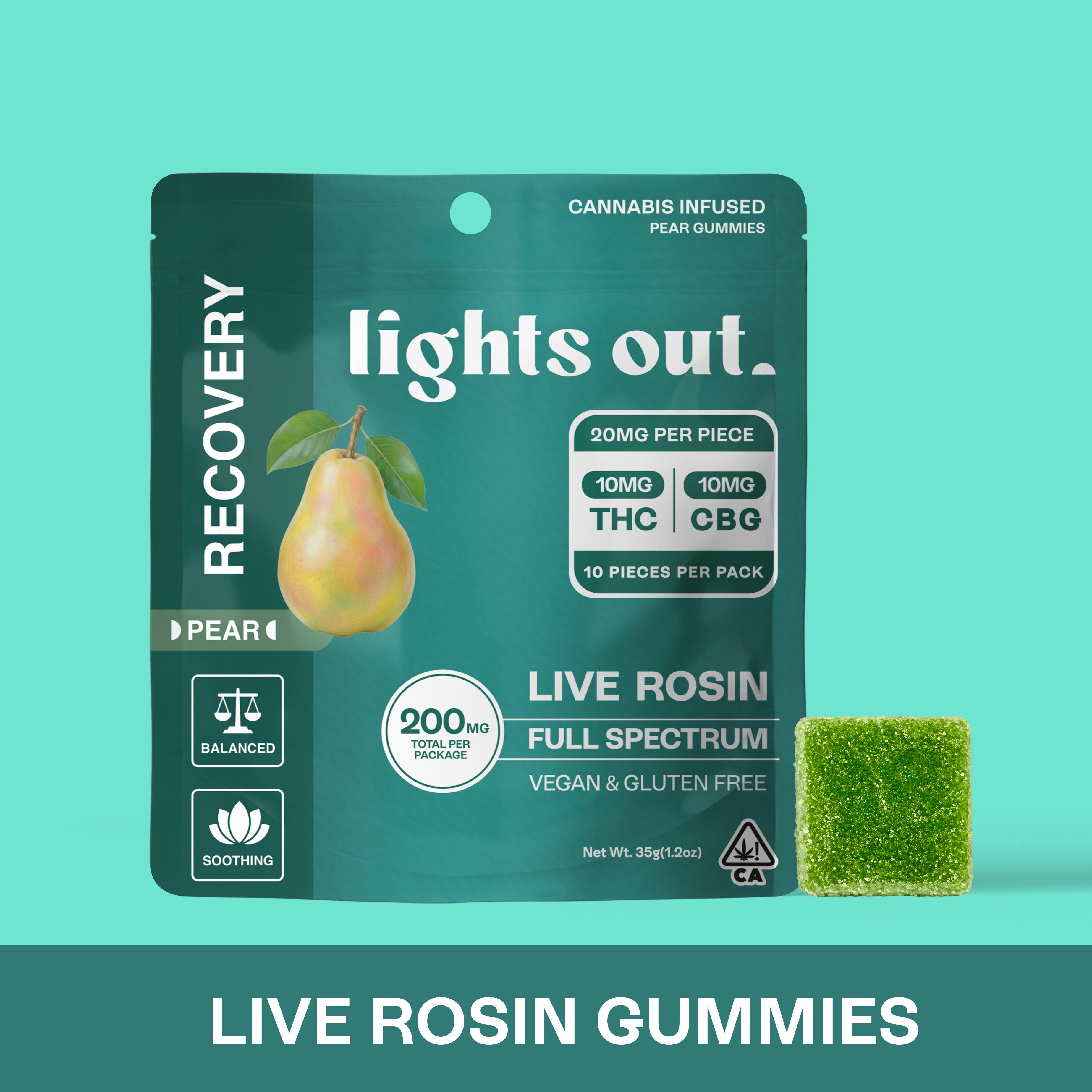 Pear (1:1 THC:CBG) Recovery Live Rosin Nano Edible 200mg