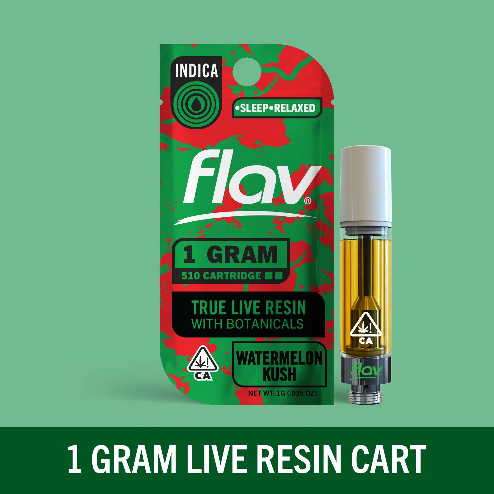 Flav - Watermelon Kush (Indica) Live Resin Cartridge at Wellgreens Vista Cannabis Weed Dispensary