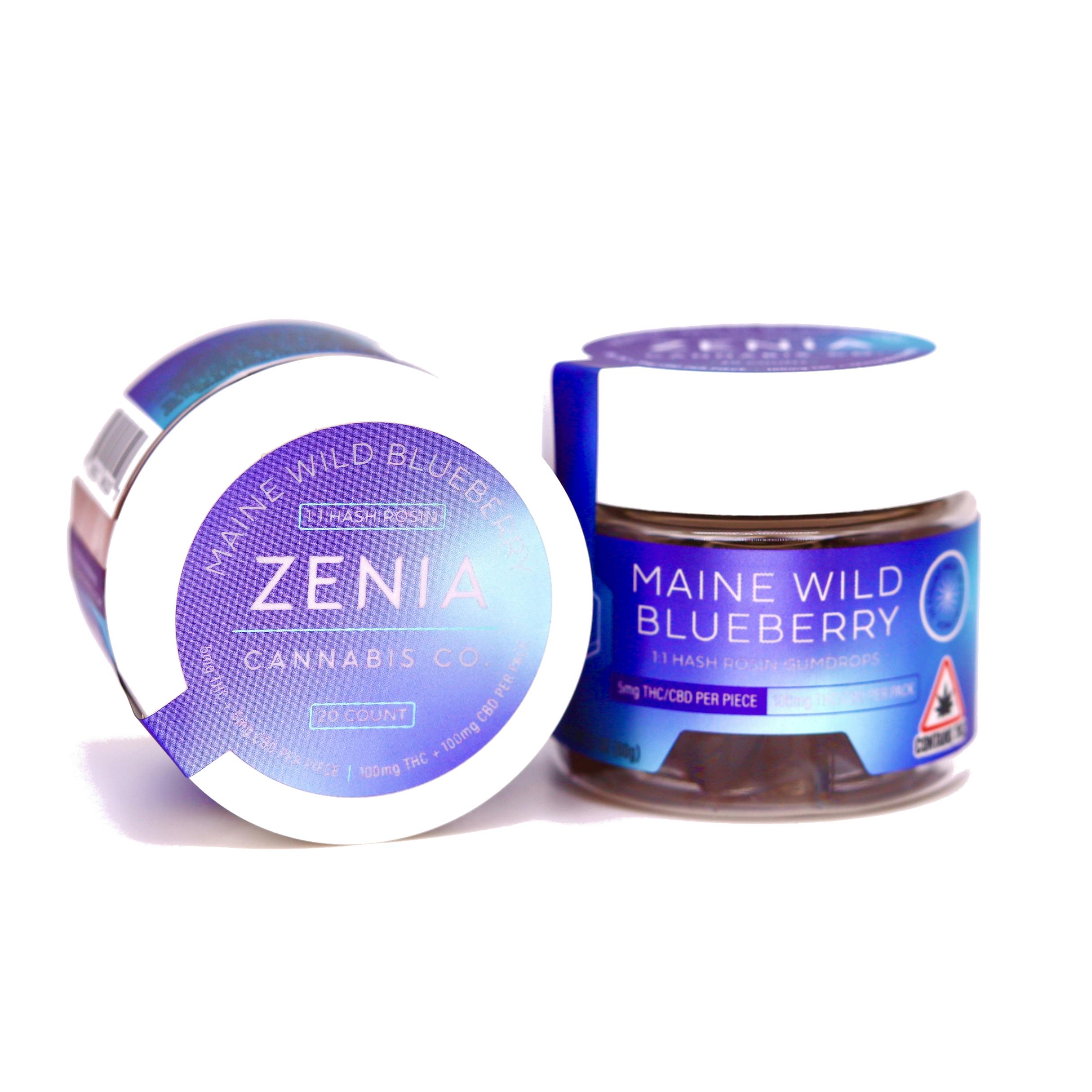 Zenia - Maine Wild Blueberry - 1:1 Hash Rosin Gumdrops - 200mgTHC/200mgCBD