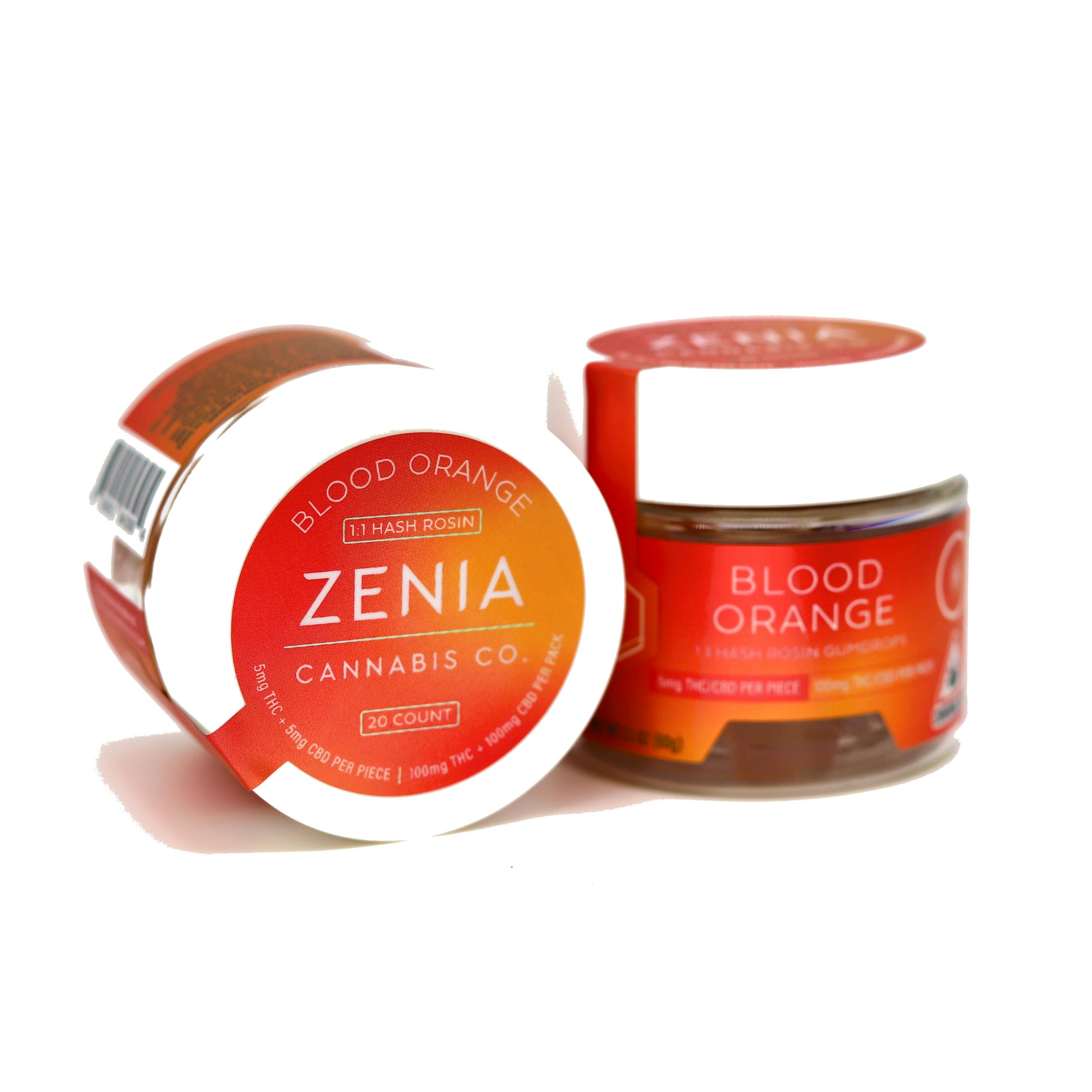 Zenia - Blood Orange - 1:1 Hash Rosin Gumdrops - 200mgTHC/200mgCBD