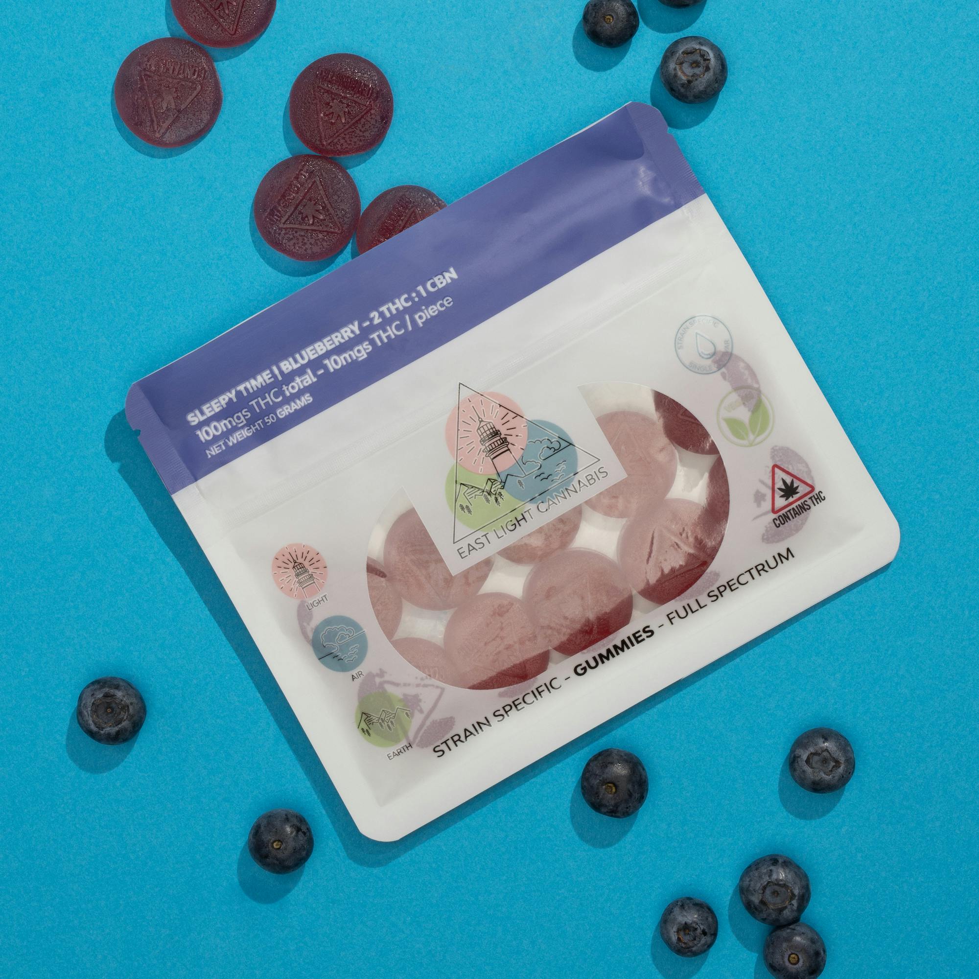 East Light Cannabis - Sleepy Time - Blueberry - Gummy - 100mgTHC/50mgCBN