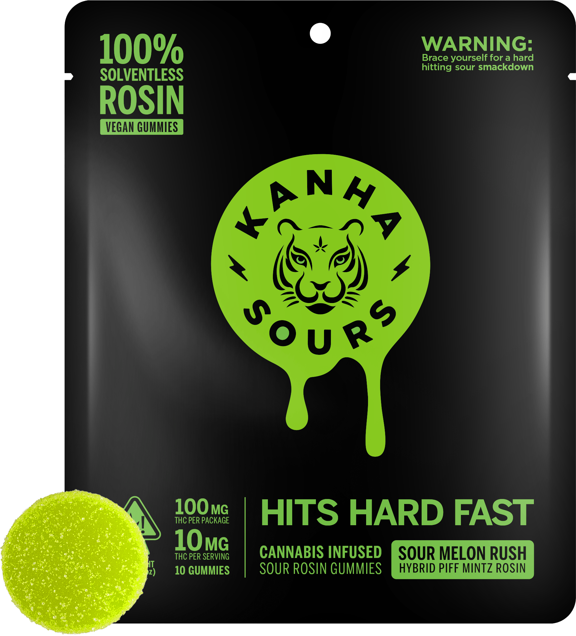 KB - KANHA - SOLVENTLESS GUMMY - SOUR MELON RUSH - 100MG