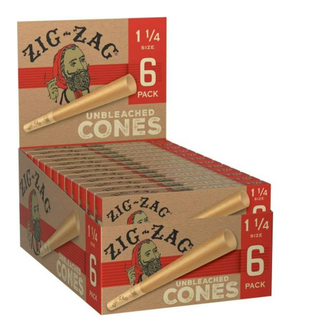 Zig Zag Unbleached Cones 6pk - Regular