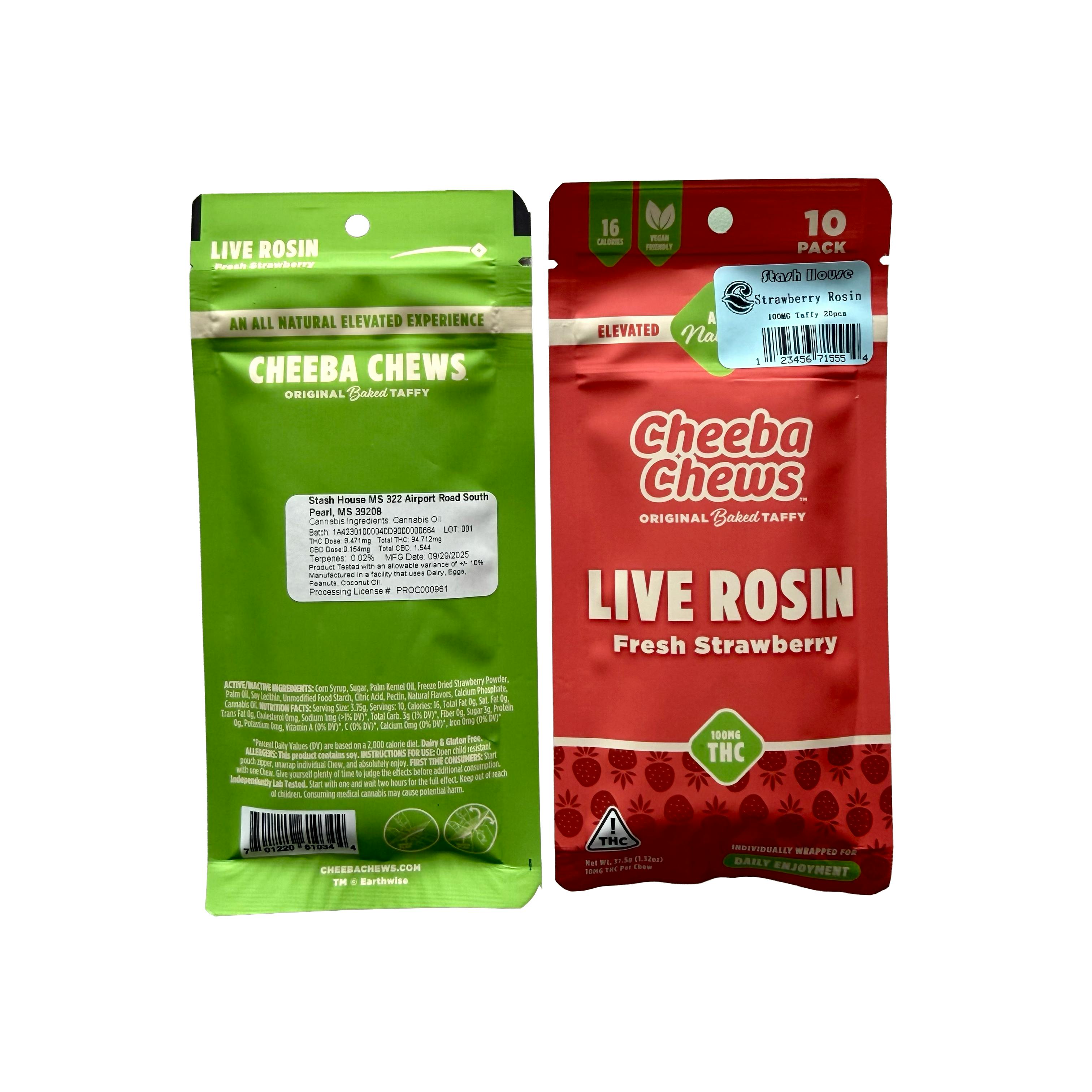 100MG|Cheeba Chews|Strawberry Rosin Taffies