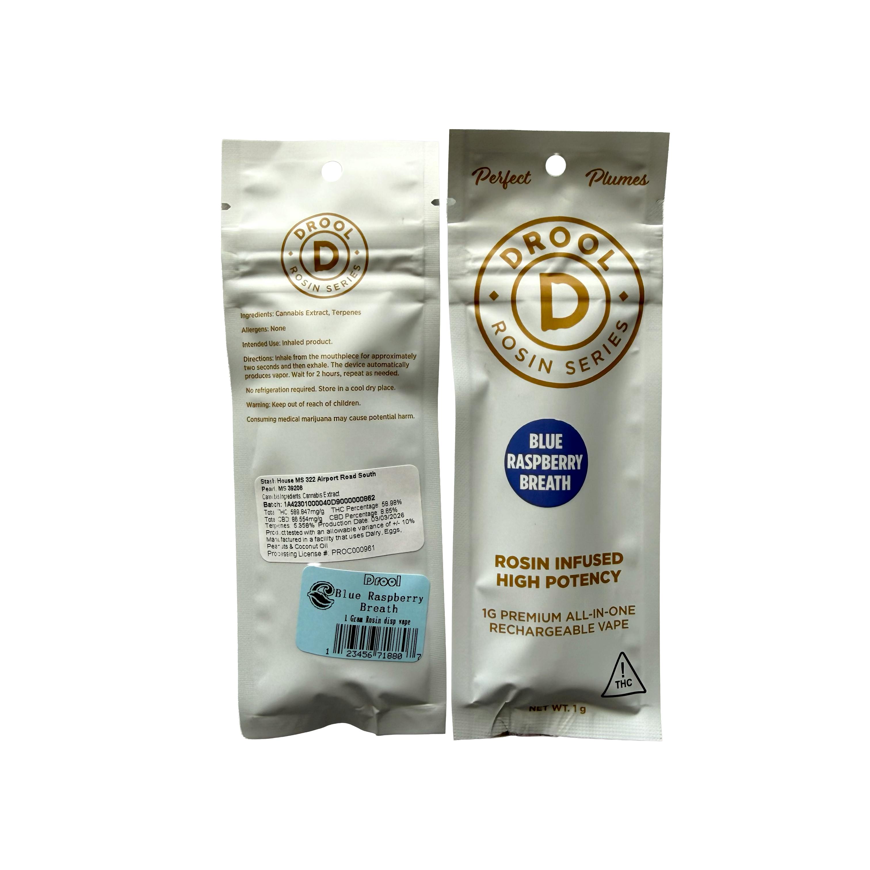 1G|Drool|Blue Raspberry Breath Rosin INF Disp Vape