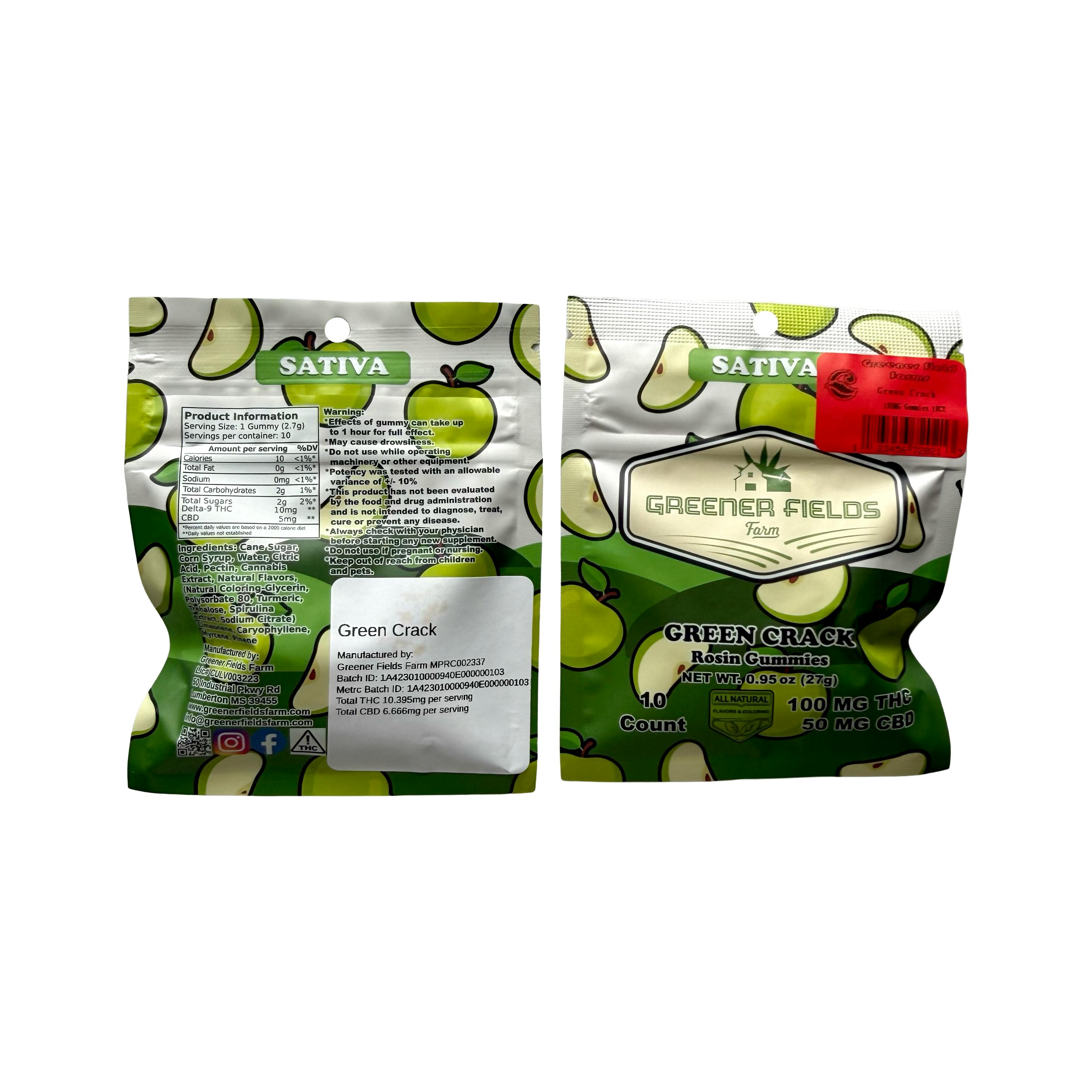 100MG|Greener Field Farms|Green Crack Gummies