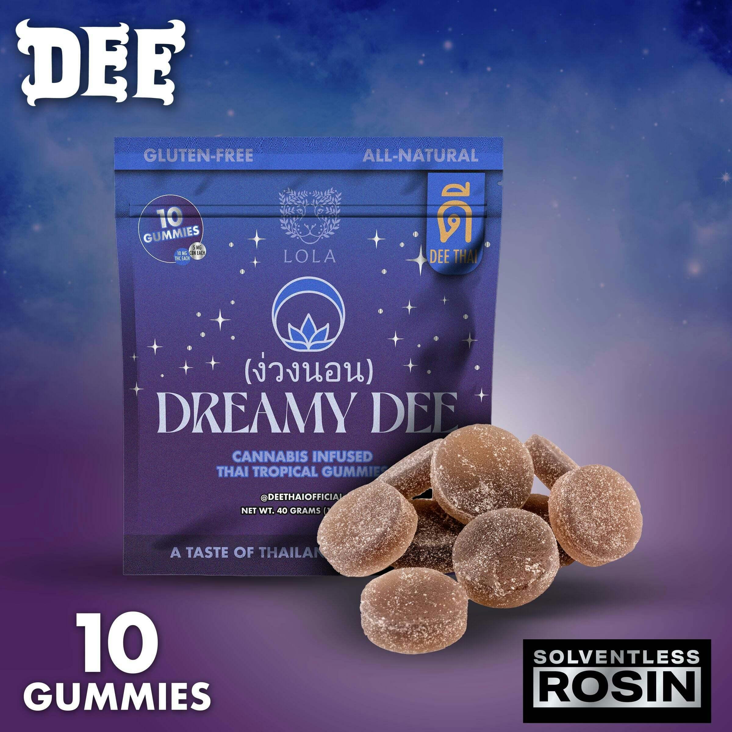2:1 Dreamy [10pk] (100mg THC/50mg CBN) | Dee Thai - Rosin Gummies