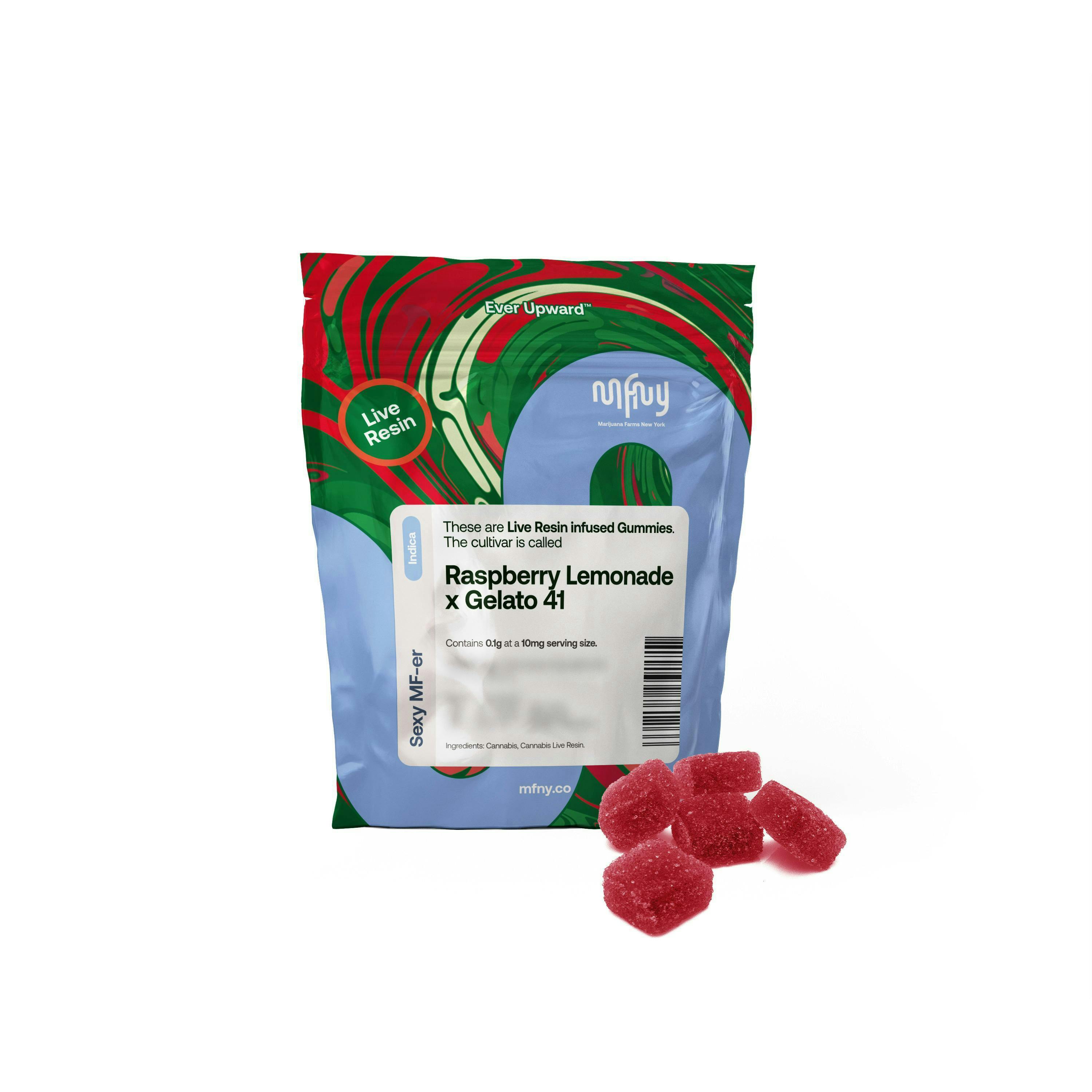 MFNY | Raspberry Lemonade x Gelato 41 | Live Resin Gummies | 10 pk | 100mg | Indica