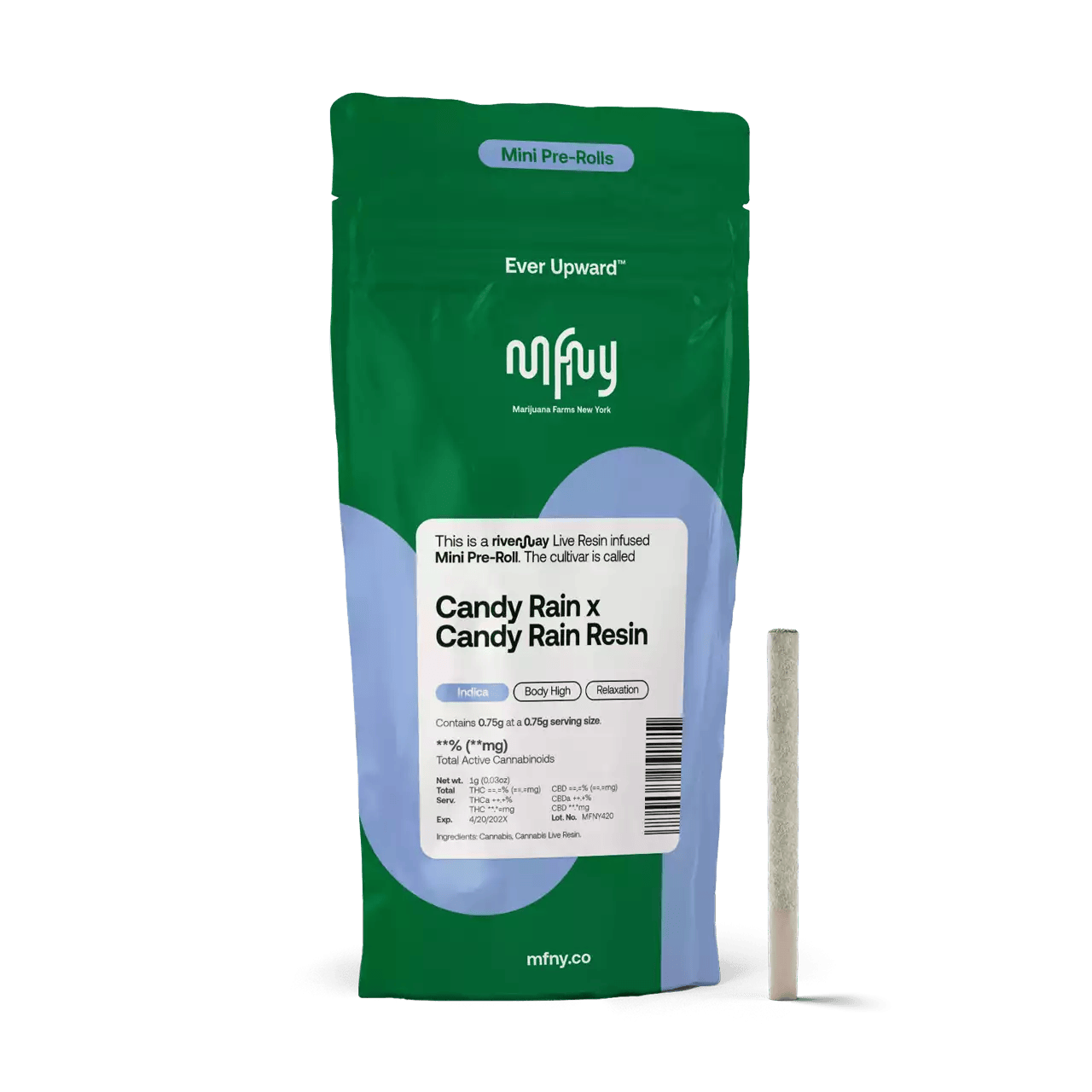 MFNY |Candy Rain x Candy Rain Live Resin Infused Pre-Roll | .75g at Greencup Dispensary