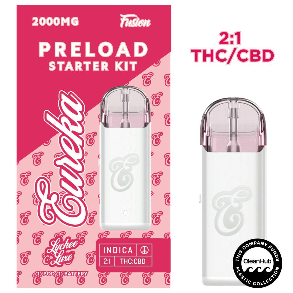 PRELOAD Starter Kit - 2g FUSION - Lychee Lux (2:1 THC/CBD) | Eureka Vapor - FUSION PRELOAD Starte...