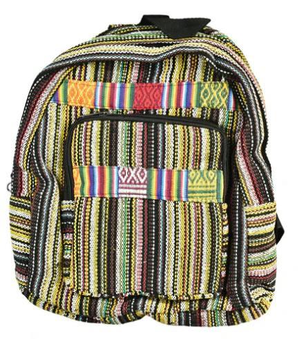 Himalayan Hemp Striped Backpack w/ Rainbow Accents