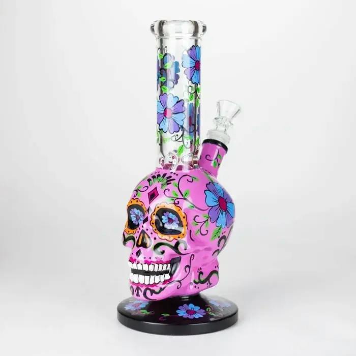 Sugar Skull Glass Bong - PINK