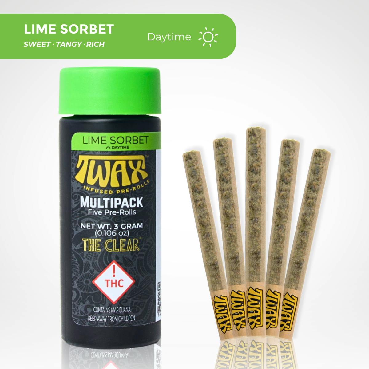 The Clear - TWAX - Pre- Roll Multi-Pack - 3g (0.6g x 5) - Lime Sorbet