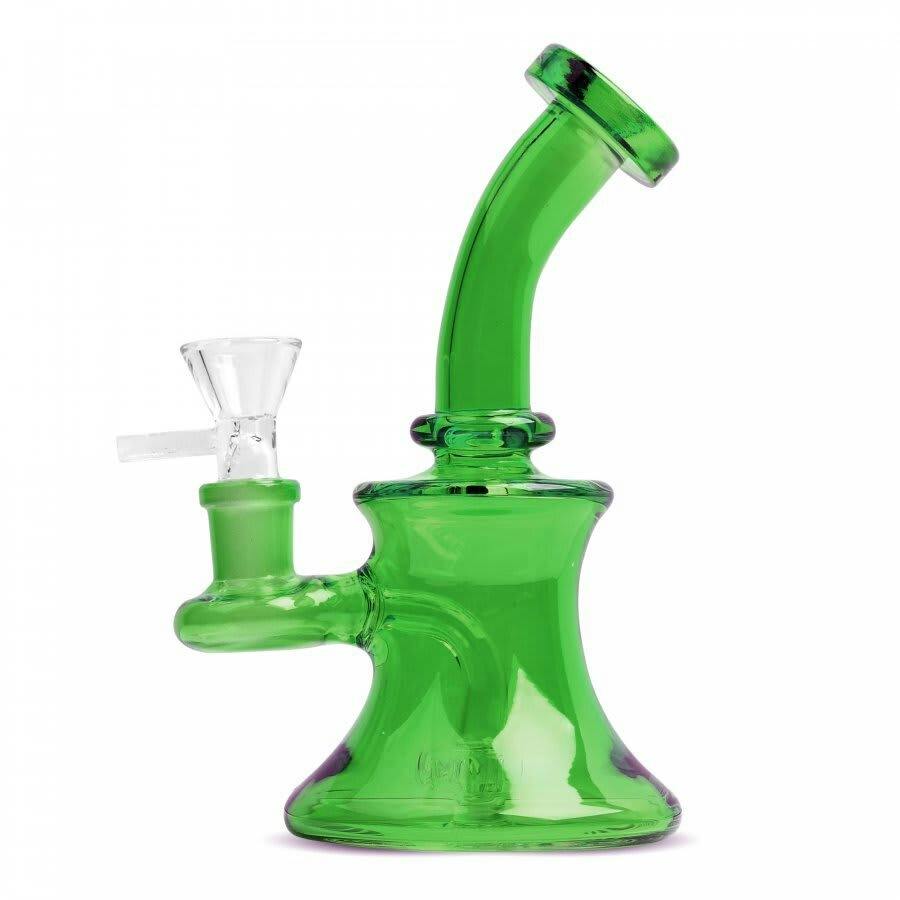 5" Tall Dark Green Day Glow Bubbler w/ UFO Perc