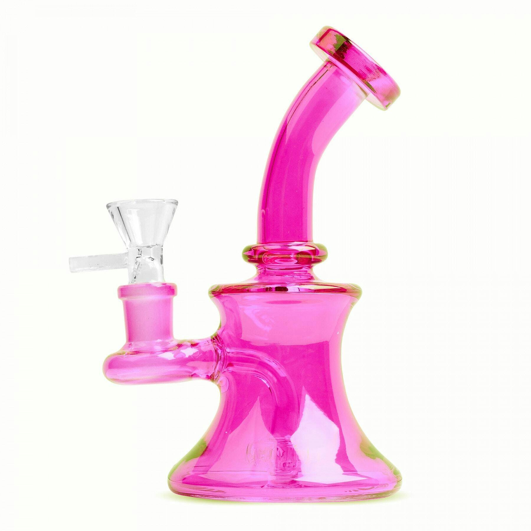 5" Tall Pink Day Glow Bubbler w/ UFO Perc