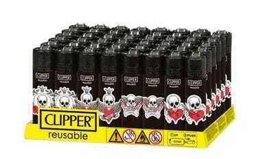 Clipper Black & White Skull Lighters