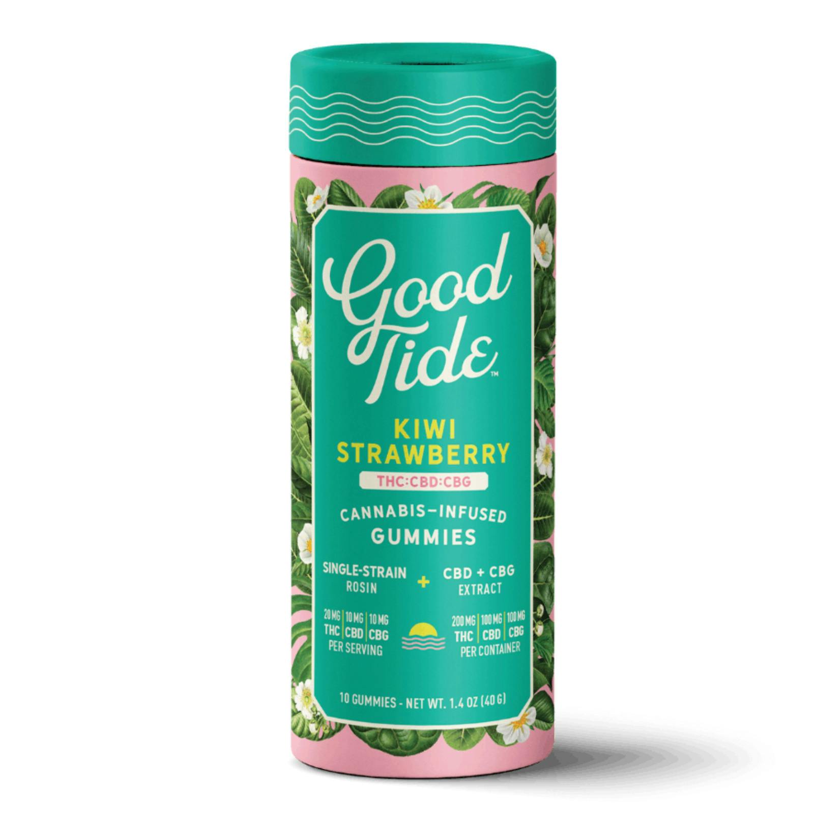 Good Tide | Kiwi Strawberry 2:1:1 REFRESHING | THC:CBD:CBG Hash Rosin Gummies | 200mg:100mg: