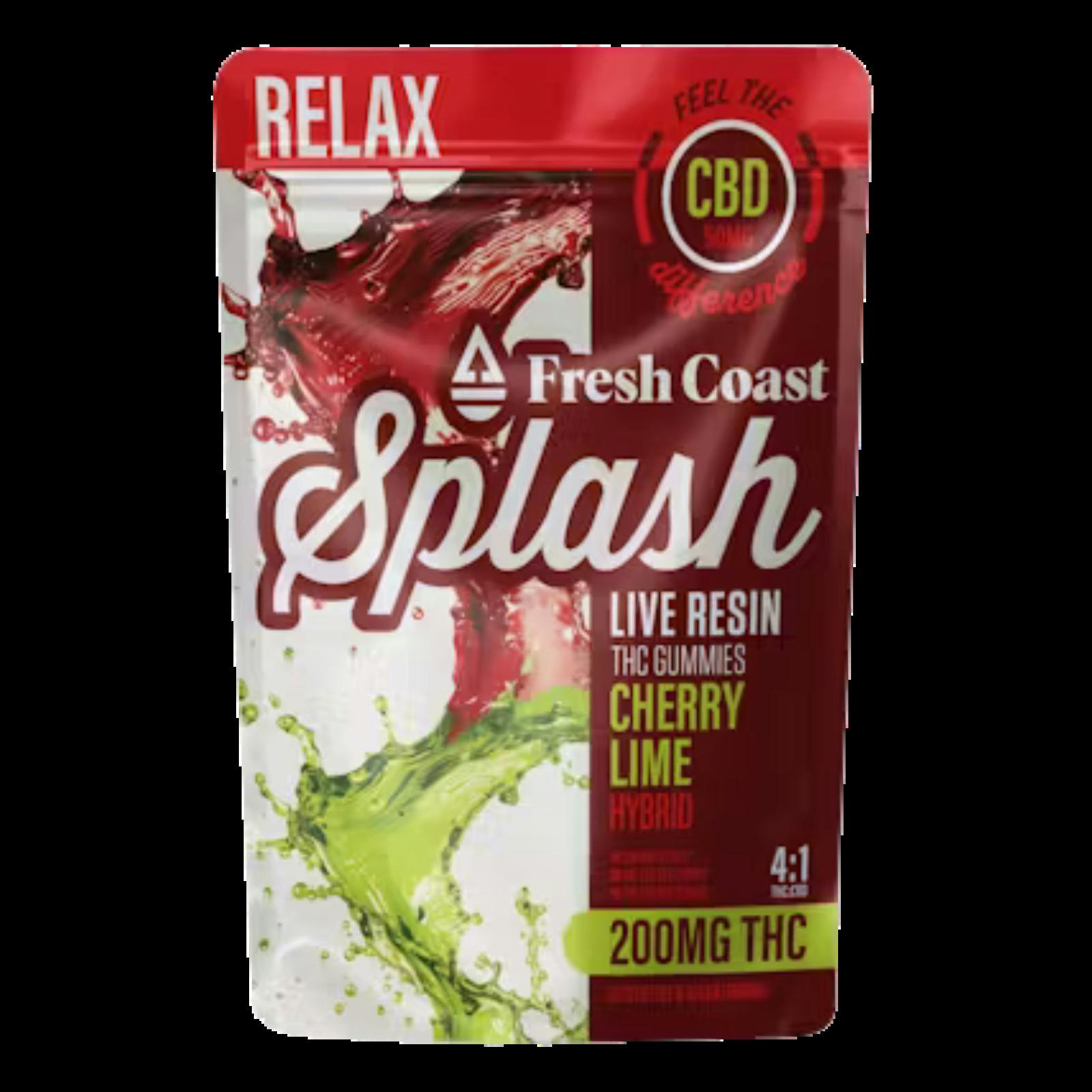 Splash | Cherry Lime 4:1 RELAX | THC:CBD Live Resin Gummies | 200mg
