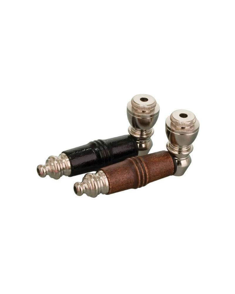 Bozo | Threaded Nickel & Wood | Hand Pipe