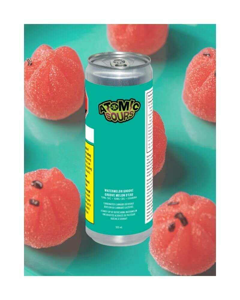Atomic Sours Watermelon Groove Sparkling Beverage | 10mg THC + 10mg CBG