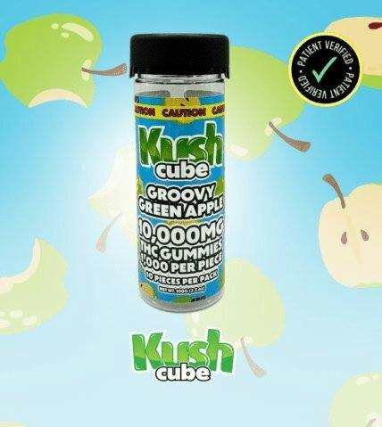 Kush Cubes - 10,000mg THC Groovy Green Apple Gummy 10ct