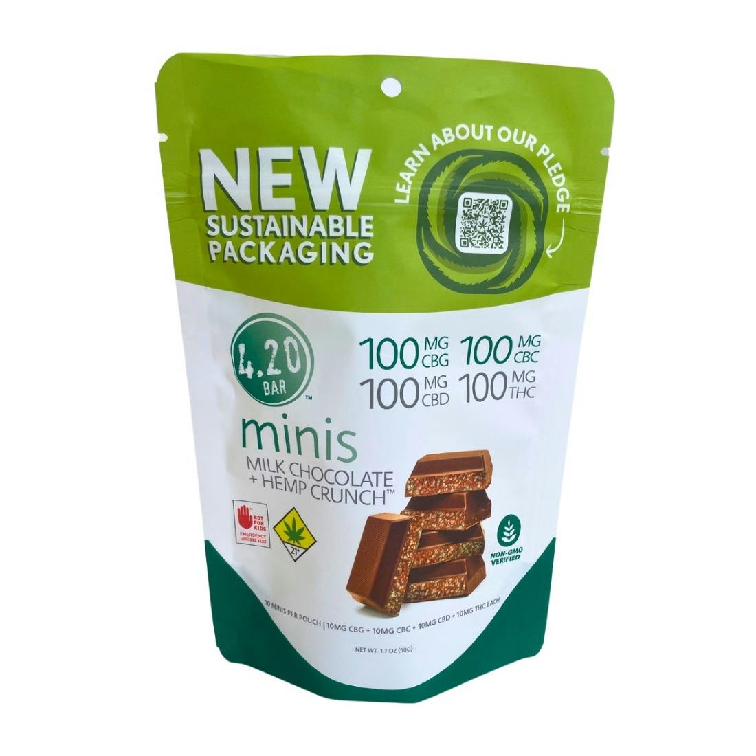 Evergreen Herbal - 4.20 Mini - 1:1:1:1 Hemp Milk Chocolate 10pk