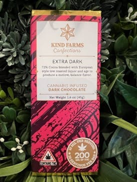 Extra Dark Chocolate Bar 200mg - Kind Farms Confections