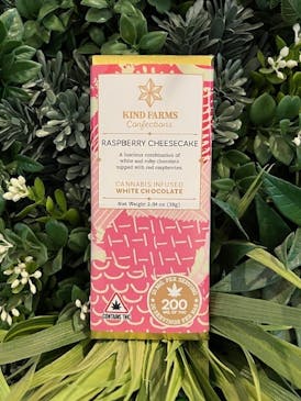 Raspberry Cheesecake Chocolate Bar 200mg - Kind Farms Confections