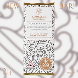 Cookies & Cream Chocolate Bar 200mg - Kind Farms Confections