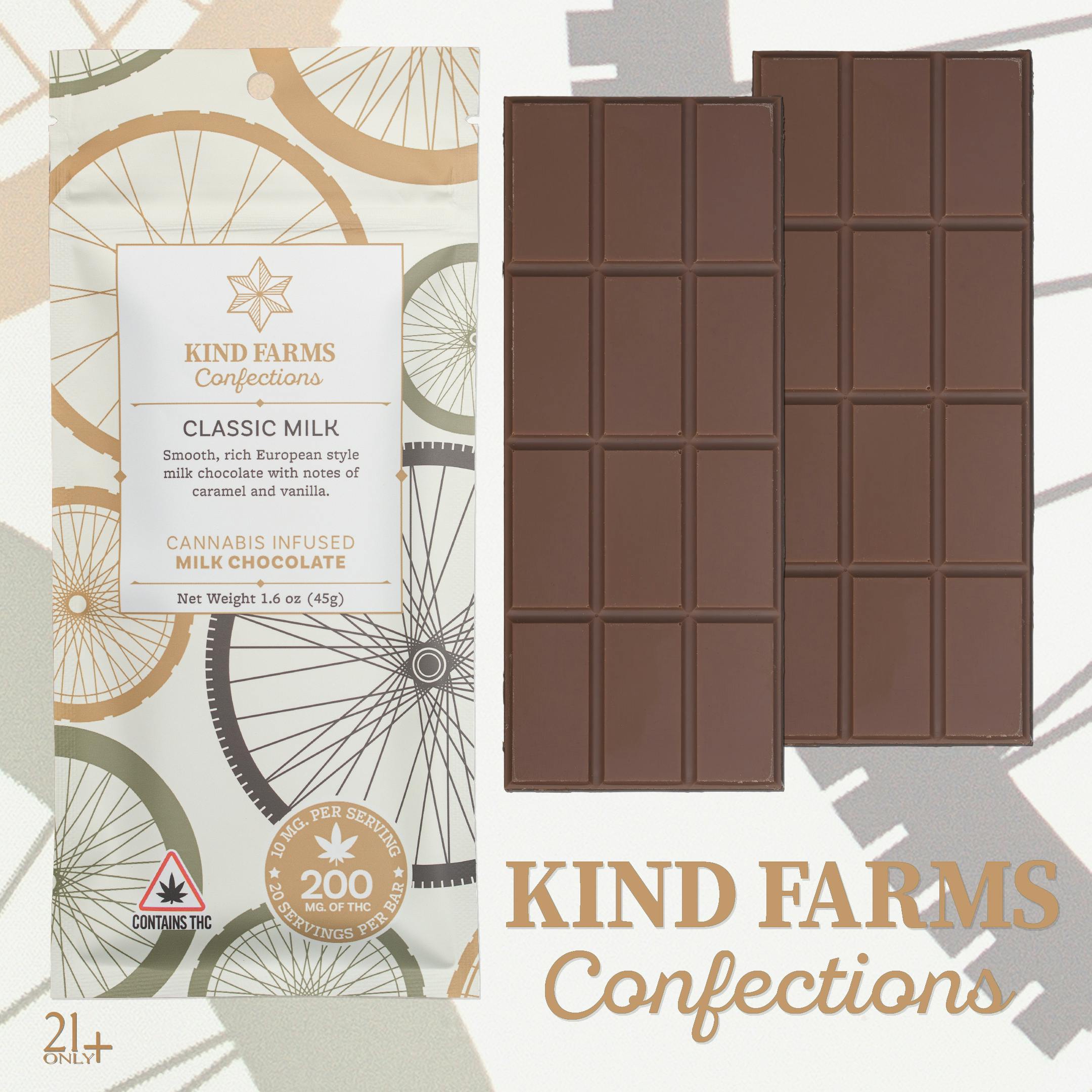 Classic Milk Chocolate Bar 200mg - Kind Farms Confections cannabis product