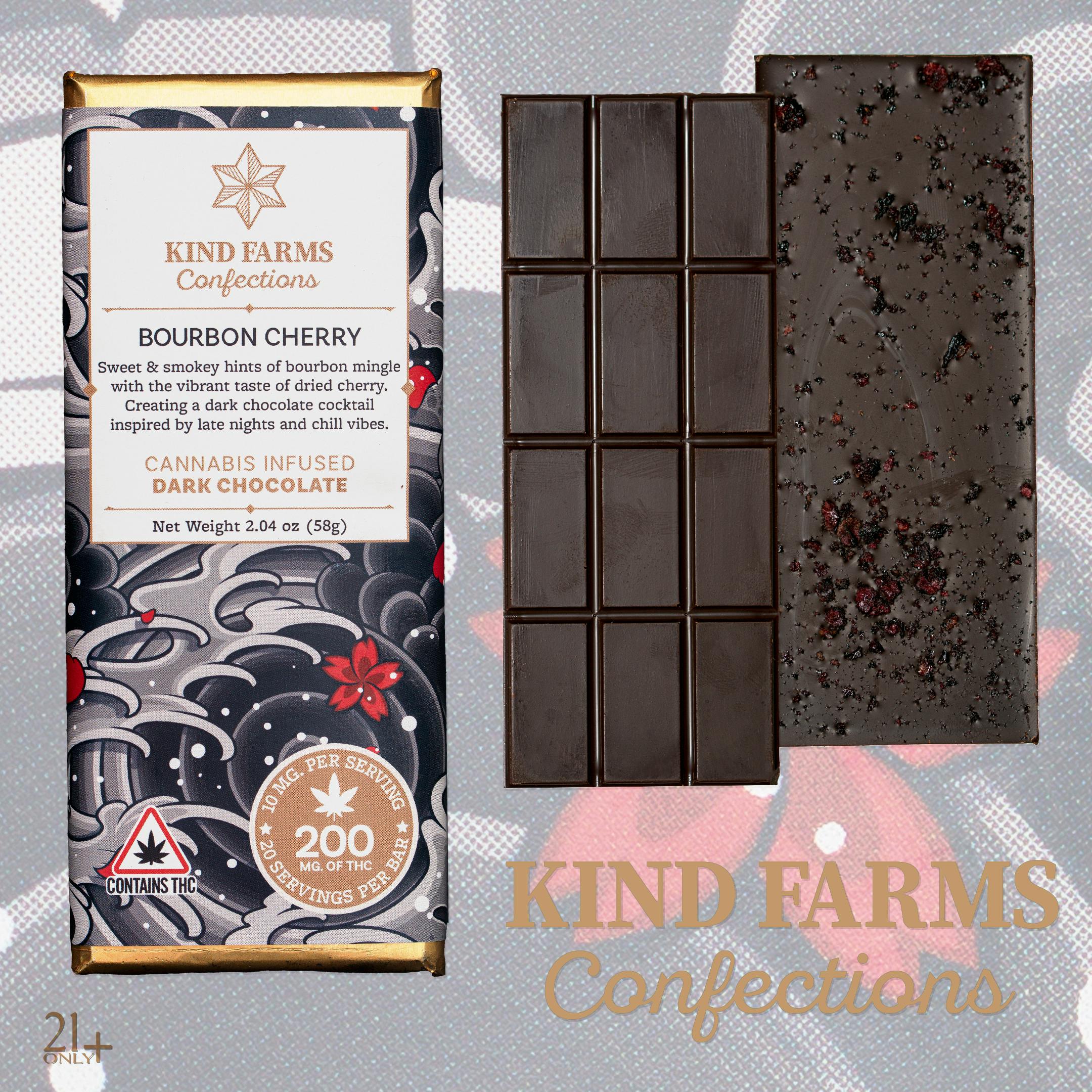Bourbon Cherry Chocolate Bar (200mg) - Kind Farms Confections cannabis product