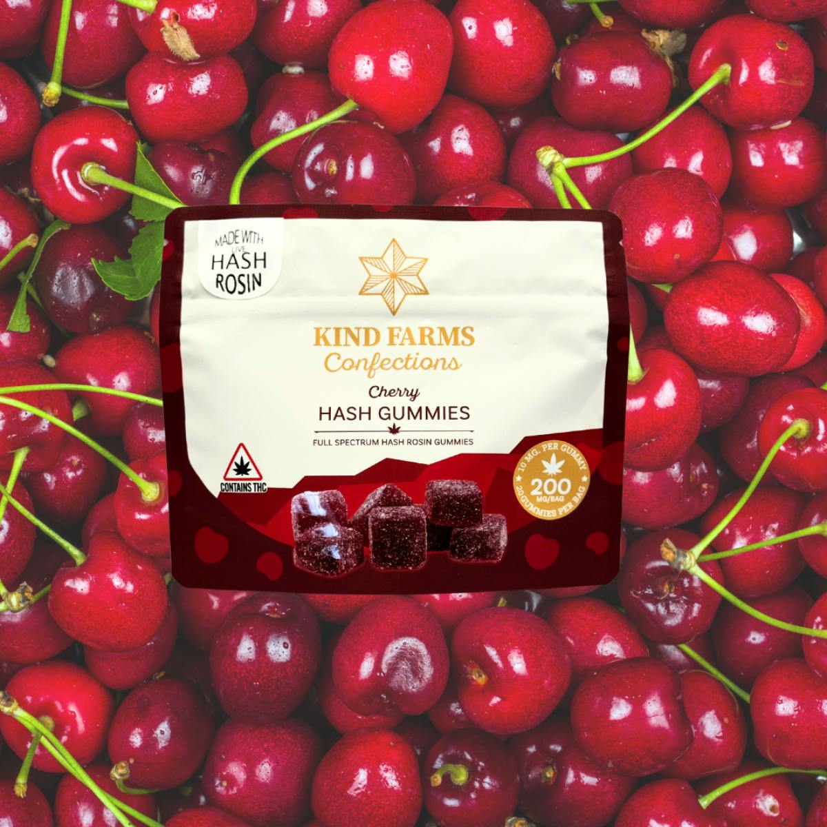 Cherry Rosin Gummies (200mg) - Kind Farms Confections