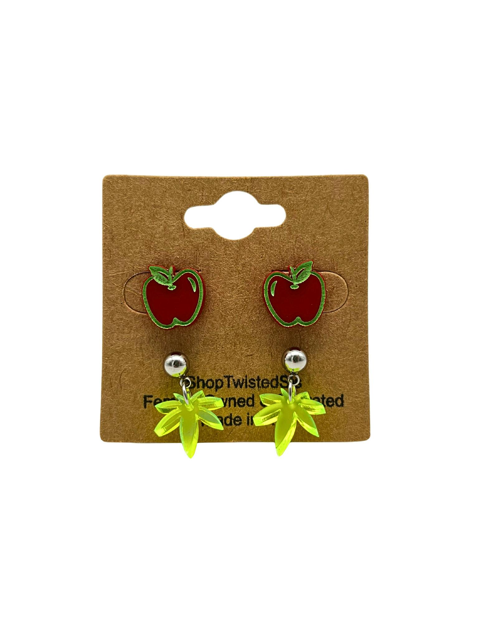 TWISTED SIS FRUIT STUD EARRING PACK APPLE